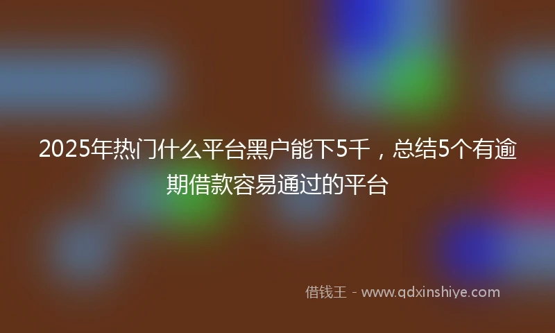2025年热门什么平台黑户能下5千，总结5个有逾期借款容易通过的平台