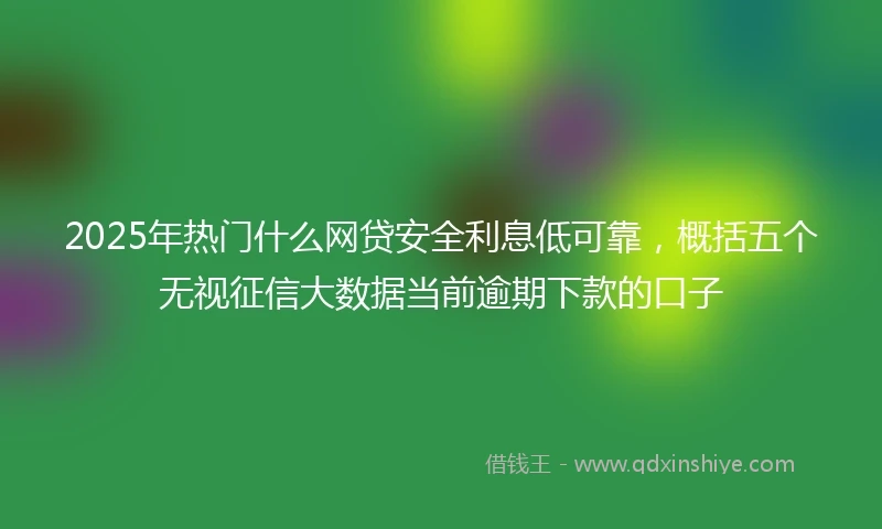 2025年热门什么网贷安全利息低可靠，概括五个无视征信大数据当前逾期下款的口子