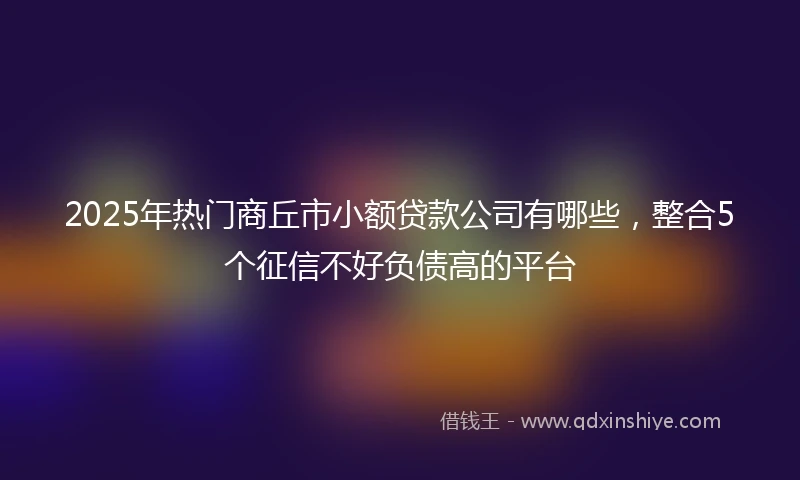 2025年热门商丘市小额贷款公司有哪些，整合5个征信不好负债高的平台