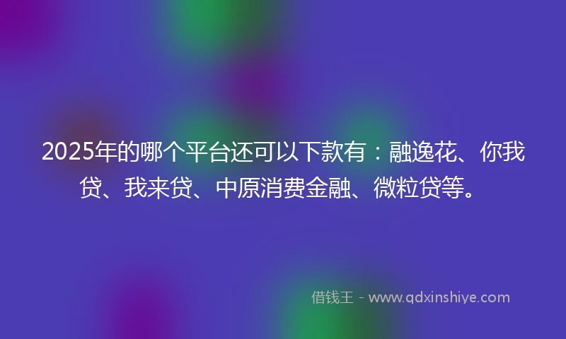 2025年的哪个平台还可以下款有：融逸花、你我贷、我来贷、中原消费金融、微粒贷等。