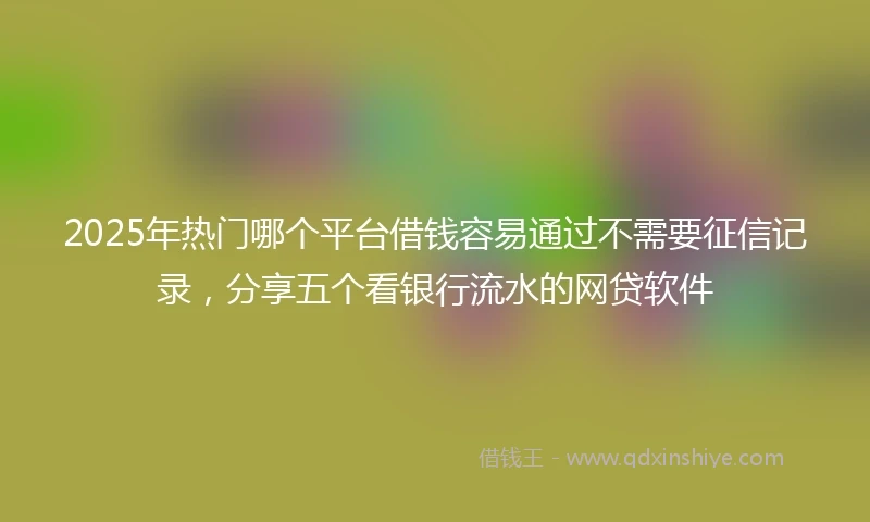 2025年热门哪个平台借钱容易通过不需要征信记录，分享五个看银行流水的网贷软件