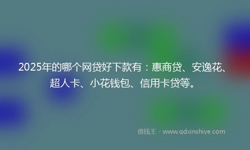 2025年的哪个网贷好下款有：惠商贷、安逸花、超人卡、小花钱包、信用卡贷等。