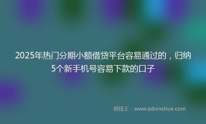 2025年热门分期小额借贷平台容易通过的，归纳5个新手机号容易下款的口子