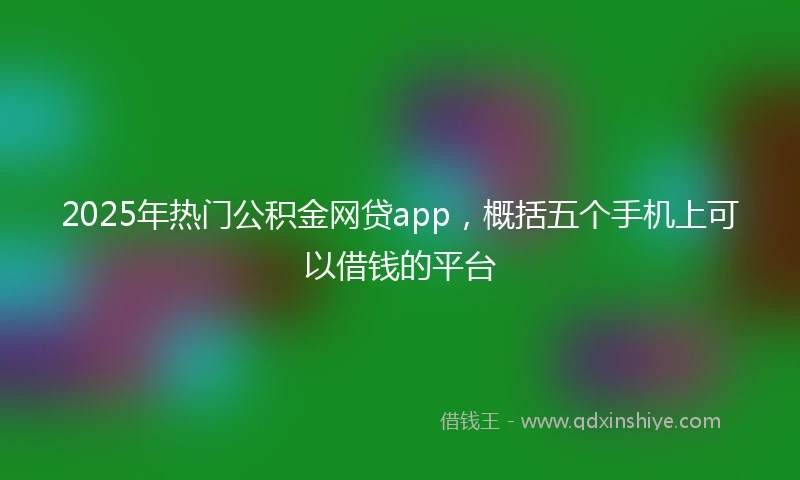 2025年热门公积金网贷app，概括五个手机上可以借钱的平台
