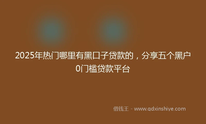 2025年热门哪里有黑口子贷款的，分享五个黑户0门槛贷款平台
