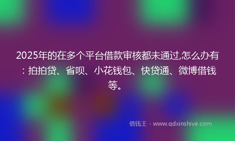 2025年的在多个平台借款审核都未通过,怎么办有：拍拍贷、省呗、小花钱包、快贷通、微博借钱等。