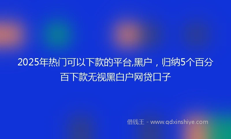 2025年热门可以下款的平台,黑户,归纳5个百分百下款无视黑白户网贷口子