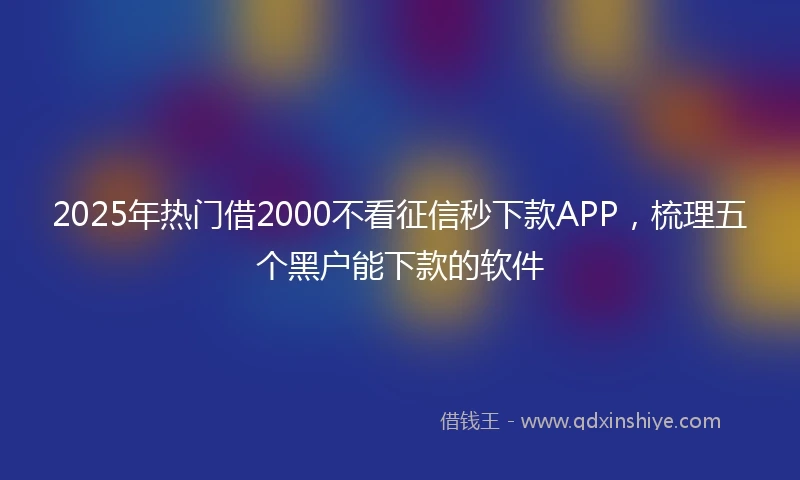2025年热门借2000不看征信秒下款APP，梳理五个黑户能下款的软件