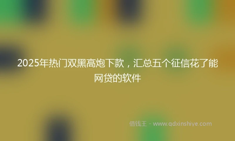 2025年热门双黑高炮下款，汇总五个征信花了能网贷的软件