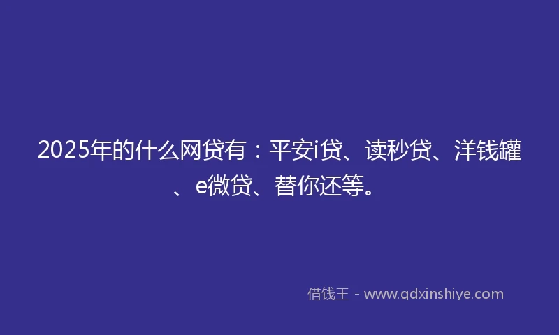2025年的什么网贷有：平安i贷、读秒贷、洋钱罐、e微贷、替你还等。