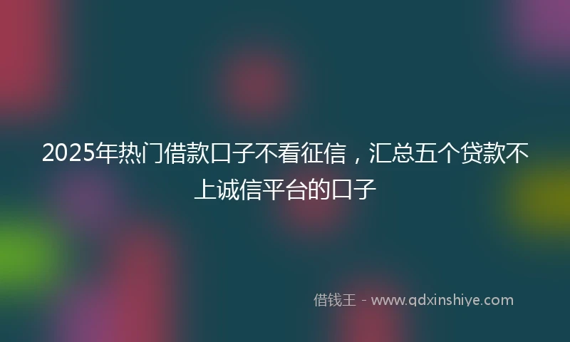 2025年热门借款口子不看征信，汇总五个贷款不上诚信平台的口子