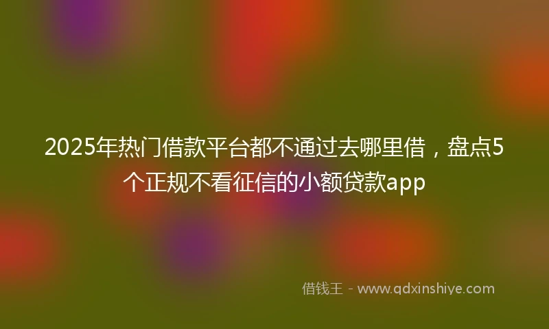 2025年热门借款平台都不通过去哪里借,盘点5个正规不看征信的小额贷款app