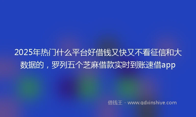 2025年热门什么平台好借钱又快又不看征信和大数据的，罗列五个芝麻借款实时到账速借app