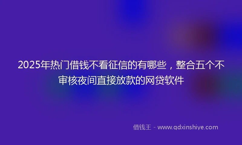 2025年热门借钱不看征信的有哪些，整合五个不审核夜间直接放款的网贷软件