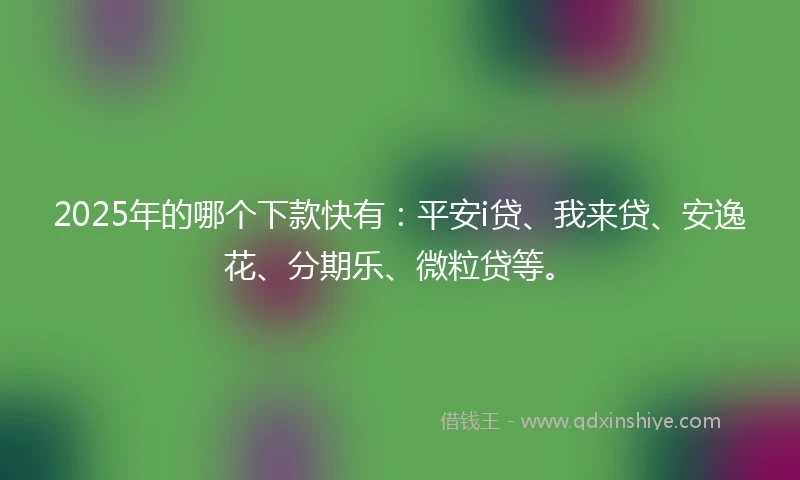 2025年的哪个下款快有：平安i贷、我来贷、安逸花、分期乐、微粒贷等。