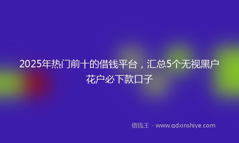 2025年热门前十的借钱平台，汇总5个无视黑户花户必下款口子