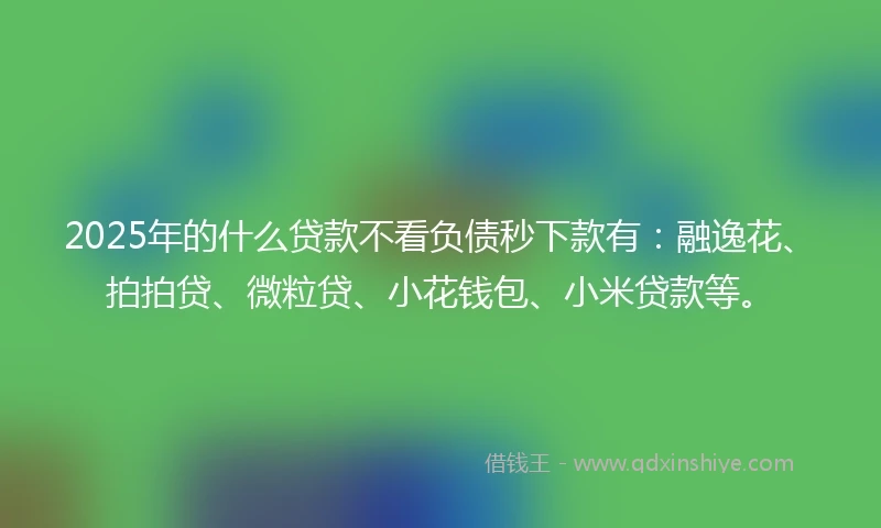 2025年的什么贷款不看负债秒下款有：融逸花、拍拍贷、微粒贷、小花钱包、小米贷款等。