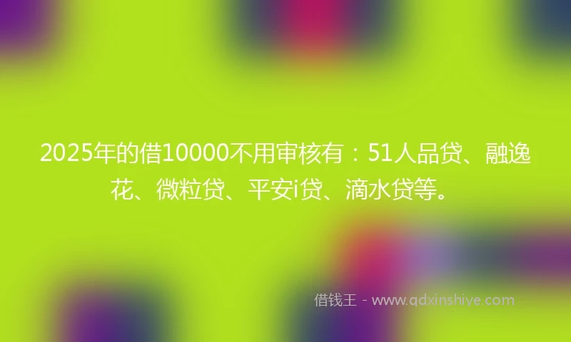 2025年的借10000不用审核有：51人品贷、融逸花、微粒贷、平安i贷、滴水贷等。