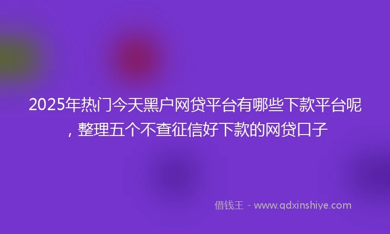 2025年热门今天黑户网贷平台有哪些下款平台呢，整理五个不查征信好下款的网贷口子