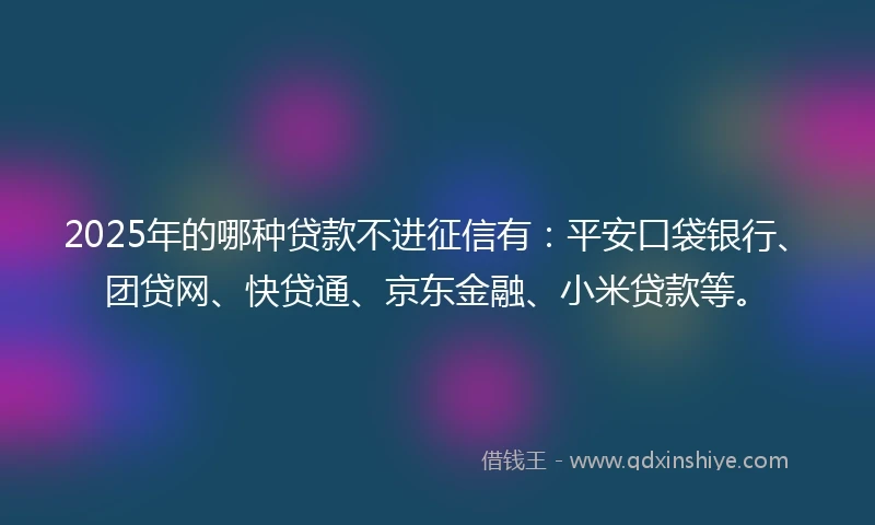 2025年的哪种贷款不进征信有：平安口袋银行、团贷网、快贷通、京东金融、小米贷款等。