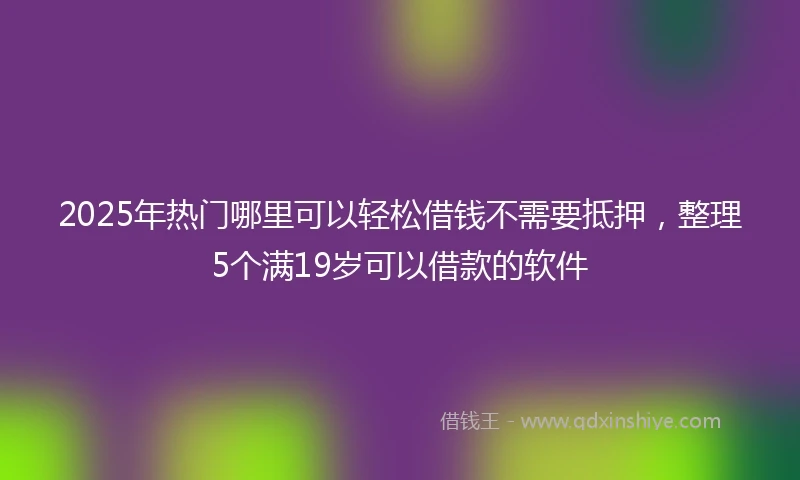 2025年热门哪里可以轻松借钱不需要抵押，整理5个满19岁可以借款的软件