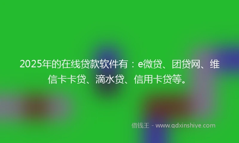 2025年的在线贷款软件有：e微贷、团贷网、维信卡卡贷、滴水贷、信用卡贷等。