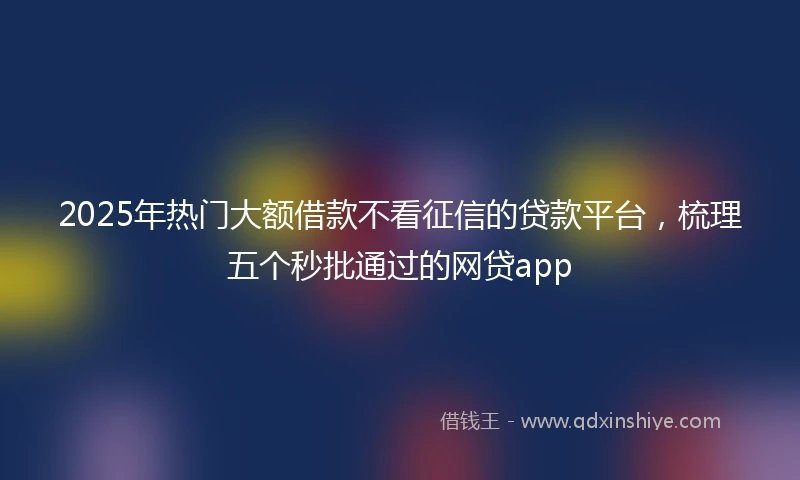 2025年热门大额借款不看征信的贷款平台，梳理五个秒批通过的网贷app