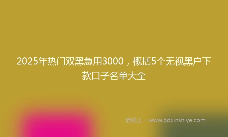 2025年热门双黑急用3000，概括5个无视黑户下款口子名单大全
