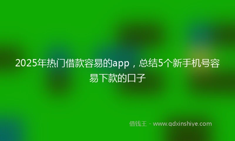 2025年热门借款容易的app，总结5个新手机号容易下款的口子