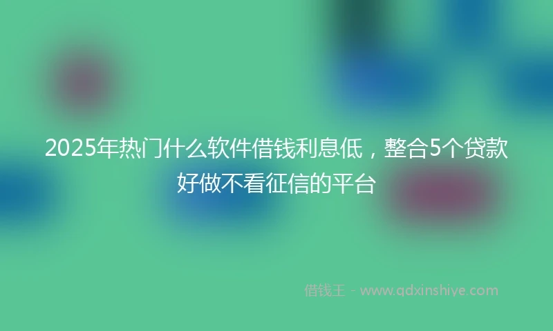 2025年热门什么软件借钱利息低，整合5个贷款好做不看征信的平台