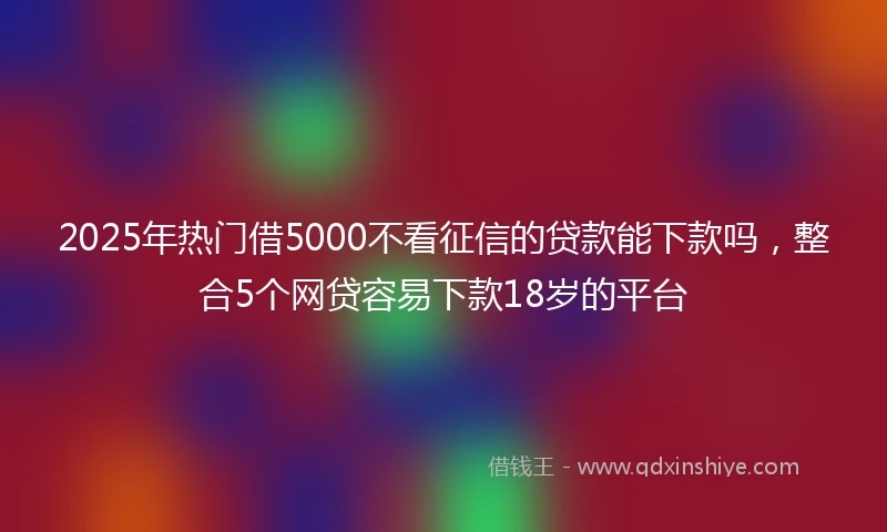 2025年热门借5000不看征信的贷款能下款吗，整合5个网贷容易下款18岁的平台