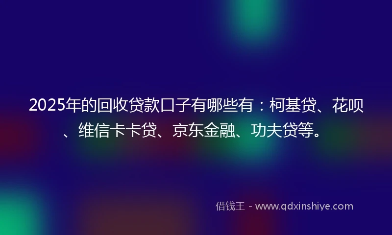 2025年的回收贷款口子有哪些有：柯基贷、花呗、维信卡卡贷、京东金融、功夫贷等。