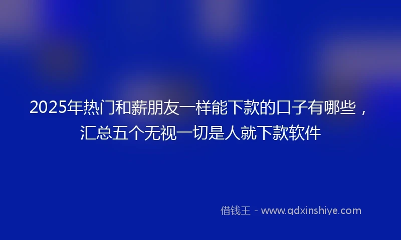 2025年热门和薪朋友一样能下款的口子有哪些,汇总五个无视一切是人就下款软件