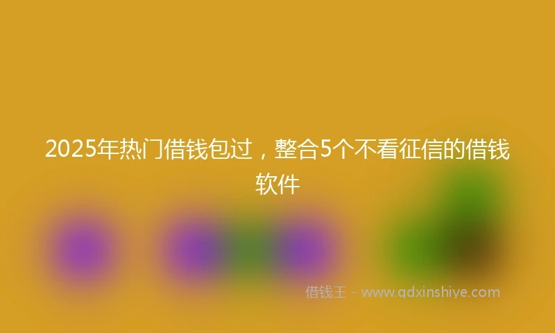 2025年热门借钱包过，整合5个不看征信的借钱软件
