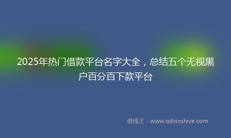 2025年热门借款平台名字大全，总结五个无视黑户百分百下款平台