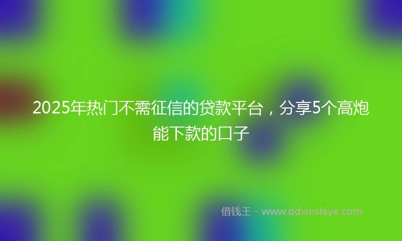 2025年热门不需征信的贷款平台，分享5个高炮能下款的口子