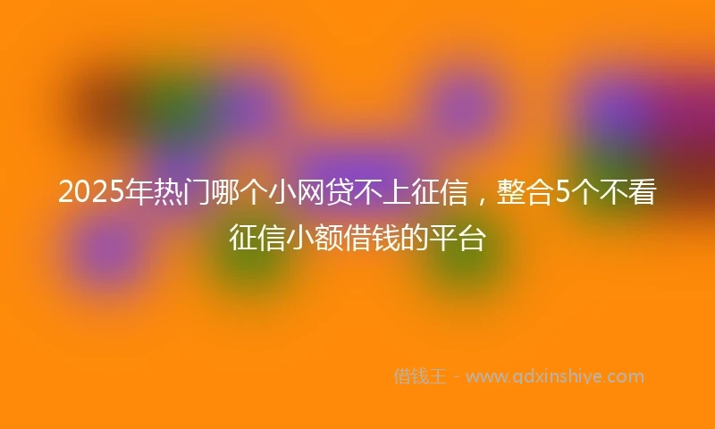 2025年热门哪个小网贷不上征信，整合5个不看征信小额借钱的平台