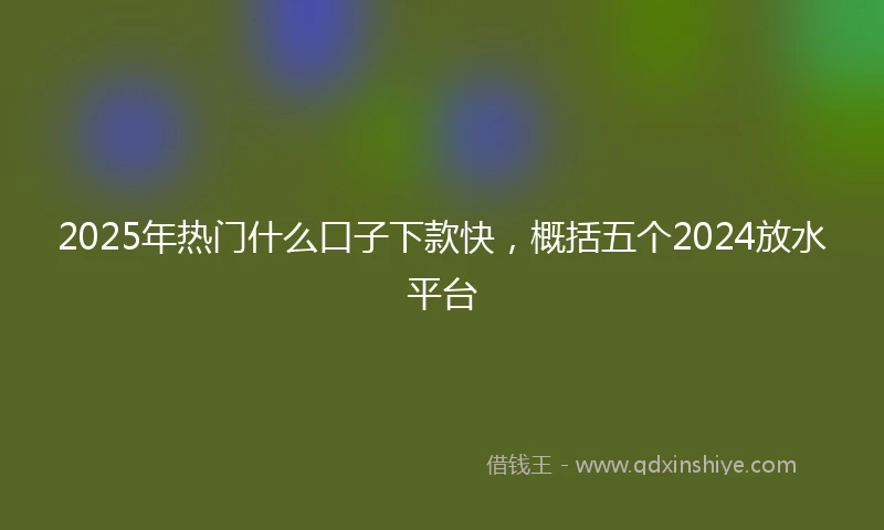 2025年热门什么口子下款快,概括五个2024放水平台