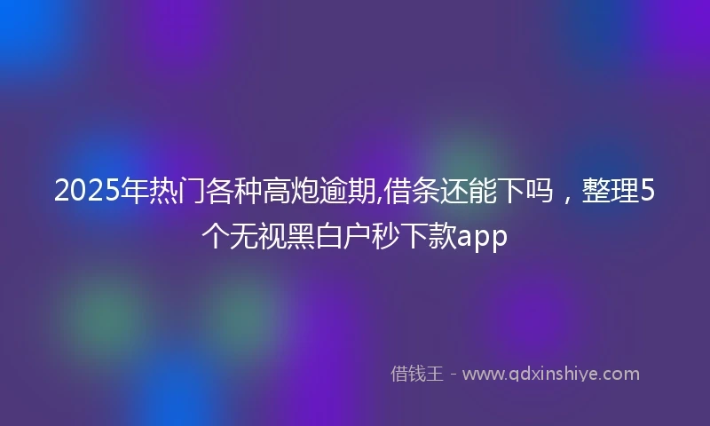 2025年热门各种高炮逾期,借条还能下吗,整理5个无视黑白户秒下款app