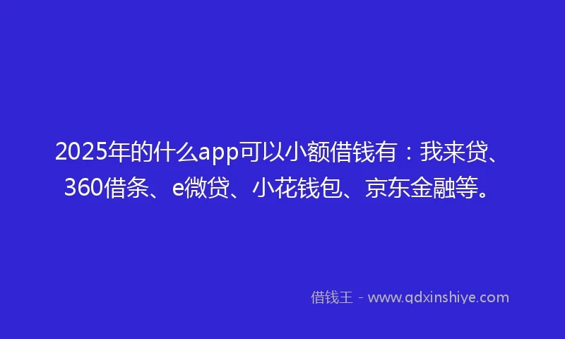 2025年的什么app可以小额借钱有：我来贷、360借条、e微贷、小花钱包、京东金融等。
