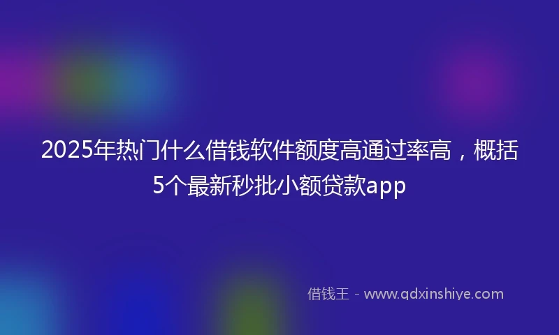 2025年热门什么借钱软件额度高通过率高，概括5个最新秒批小额贷款app
