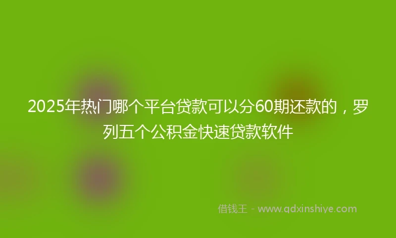 2025年热门哪个平台贷款可以分60期还款的，罗列五个公积金快速贷款软件