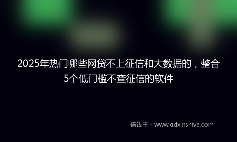 2025年热门哪些网贷不上征信和大数据的，整合5个低门槛不查征信的软件