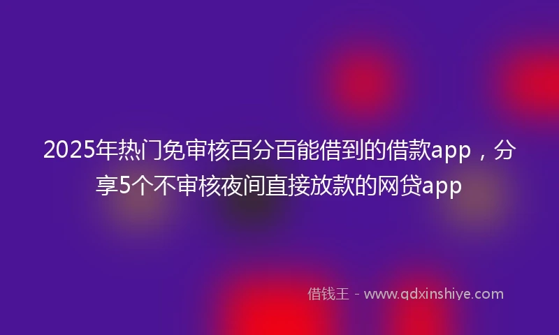 2025年热门免审核百分百能借到的借款app,分享5个不审核夜间直接放款的网贷app