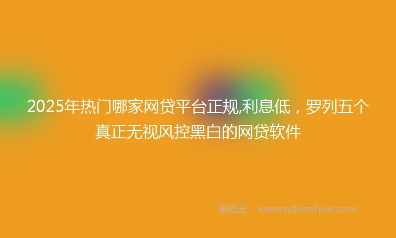 2025年热门哪家网贷平台正规,利息低，罗列五个真正无视风控黑白的网贷软件