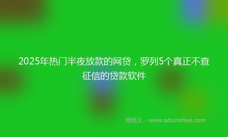 2025年热门半夜放款的网贷，罗列5个真正不查征信的贷款软件