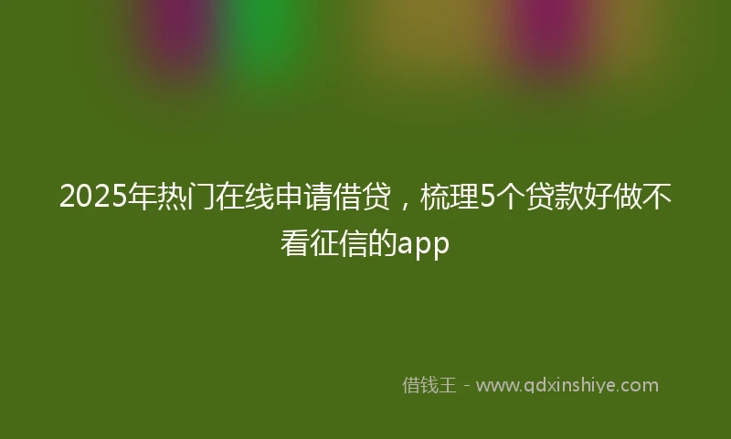 2025年热门在线申请借贷，梳理5个贷款好做不看征信的app