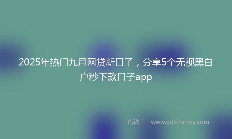 2025年热门九月网贷新口子，分享5个无视黑白户秒下款口子app