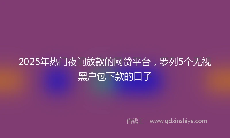 2025年热门夜间放款的网贷平台，罗列5个无视黑户包下款的口子