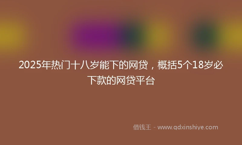 2025年热门十八岁能下的网贷，概括5个18岁必下款的网贷平台